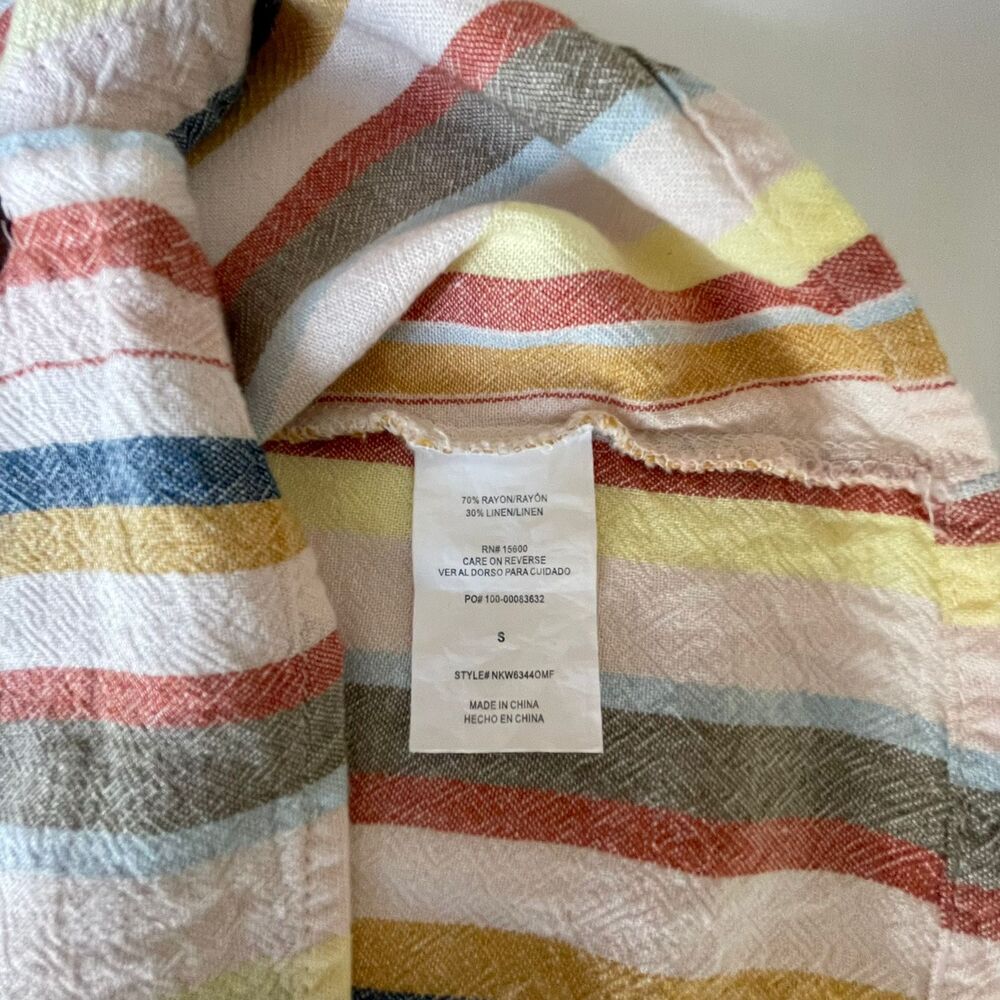 Rewind Stripe Sleeveless Top S Small Pastel Multi Color Button Front V Neck Boho - Picture 5 of 7